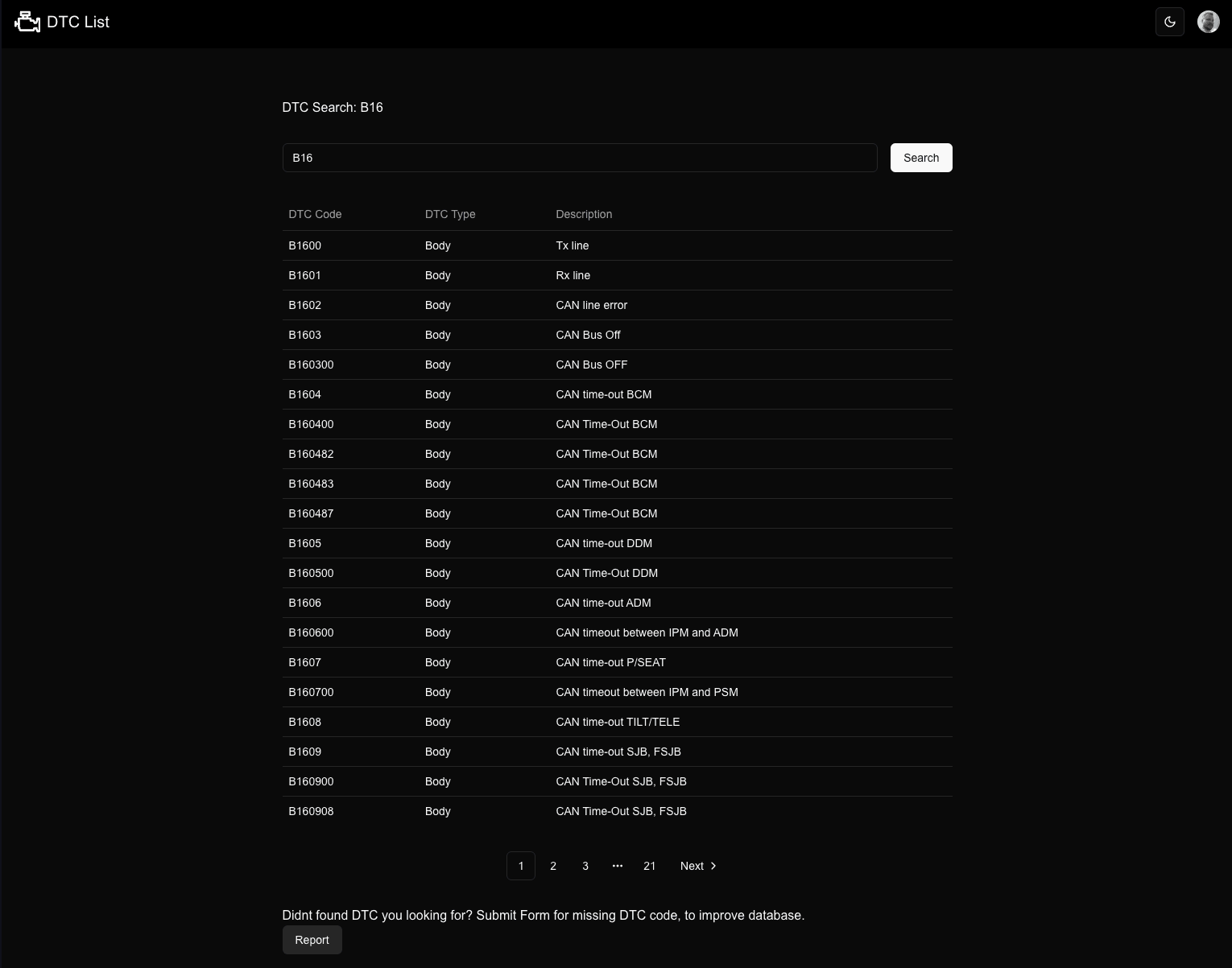 Screenshot of the DTC List project.